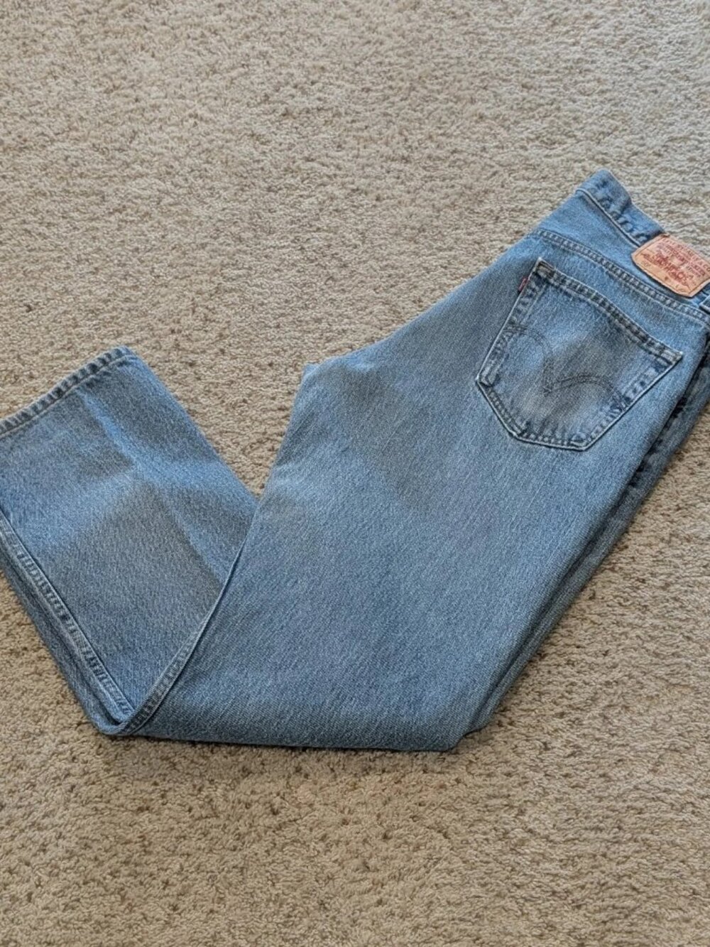 Levis 505 Red Tab Denim Blue Jeans 36X32 Straight Leg Regular Fit Cotton Men's